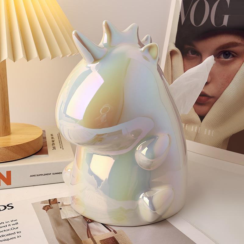 Creative INS Unicorn Ceramic Tissue Box Light Luxury Home Living Room Decoration Drawout Paper Box