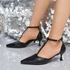 2025 Summer New Closed Toe Women's Sandals Concise Dress Buckle Strap Thin Heel Shoes Daily Plus Size Cover Heel Sandals
