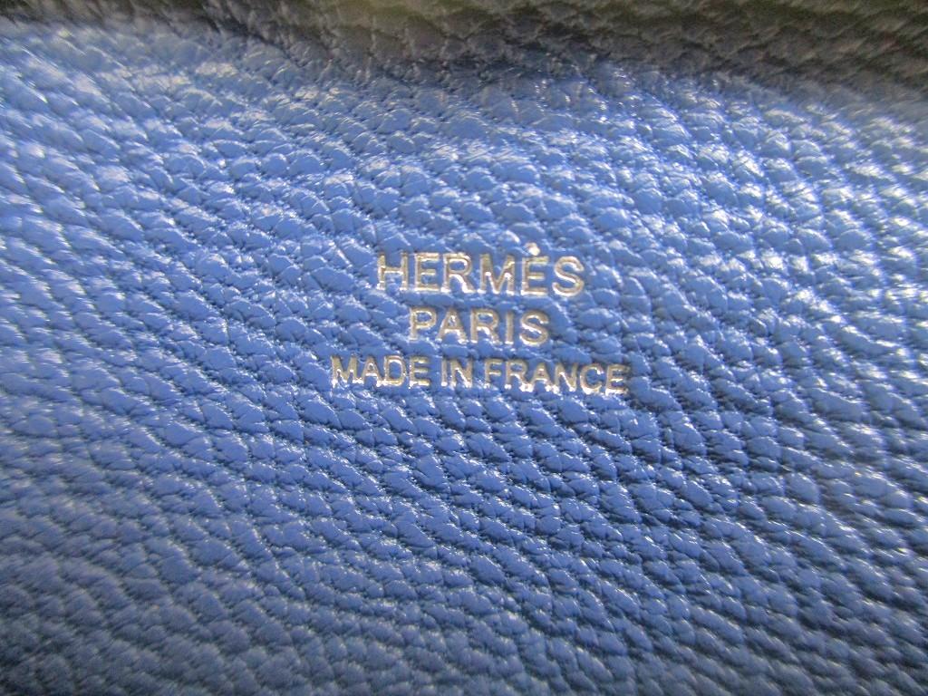 Authentisches HERMES Sun Blue Frida Chevre Myzore Leder Münzetui Bastia #b086 Geöffnete Schachtel