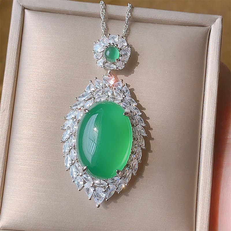 Shengsheng Jewelry Copper Bottom Gold-Plated Ice Seed Fluorescent Denier-Shaped Plain Surface Inlaid Women'S Pendant Main Stone 18 * 25