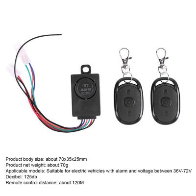 36-72V 125db Anti-theft Alarm System Intelligent Safety Anti-theft Remote Control Alarm Device For Scooter