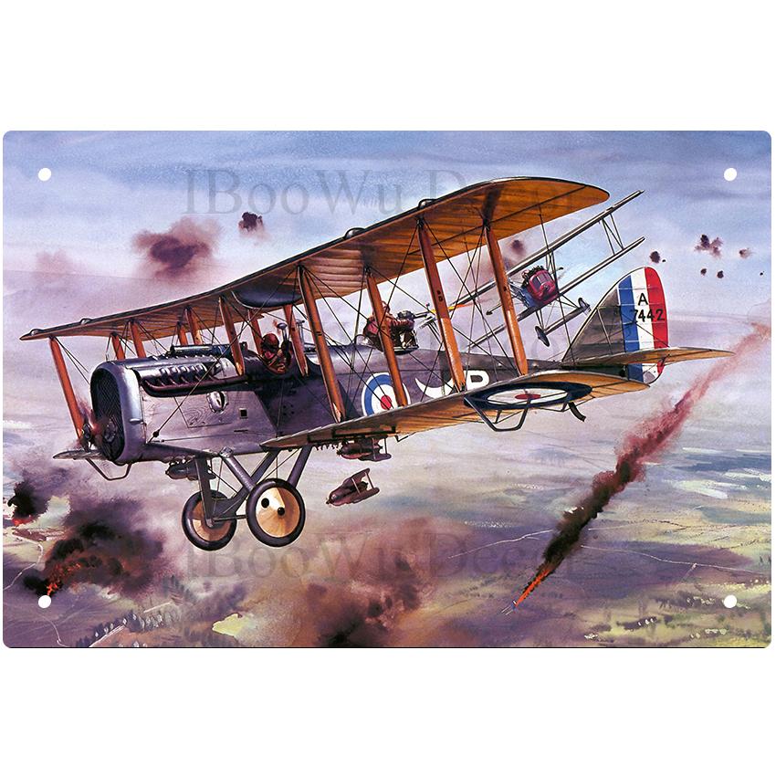 Airplane Fighter Vintage Metal Signs American Style Aircraft Wall Sticker Painting Poster Pub Bar Room Decor