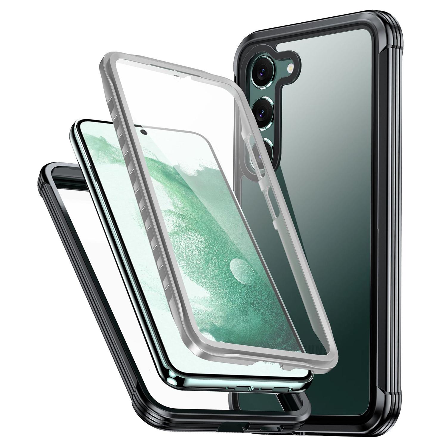 

For Samsung Galaxy S22 5G Transparent Phone Case PC+TPU Smartphone Cover with PET Screen Protector A