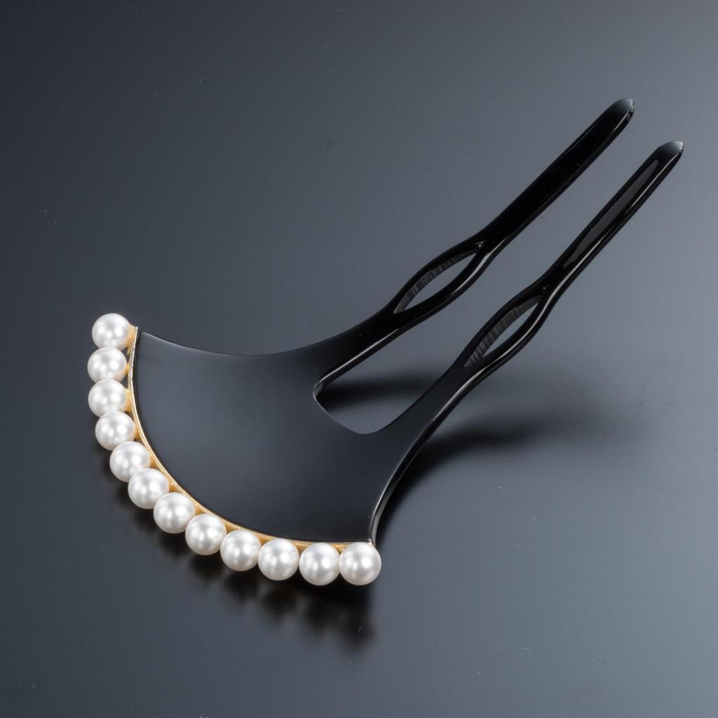 Pearl Hairpin Hair for Kimono Hair Ornament [Sanbi] Ginkgo-shaped [Large] Ornament, Hairpin, Hairpin, Ginkgo-shaped, Entrance/graduation, (gold Line)