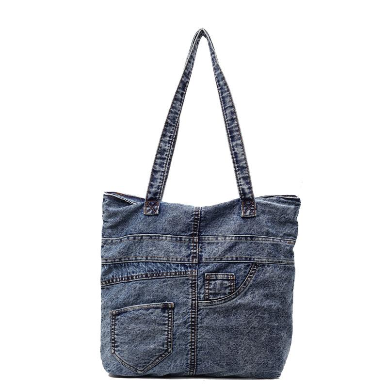 

2025 new Japanese handbag women s large-capacity casual simple denim tote bag student commuter shoulder bag