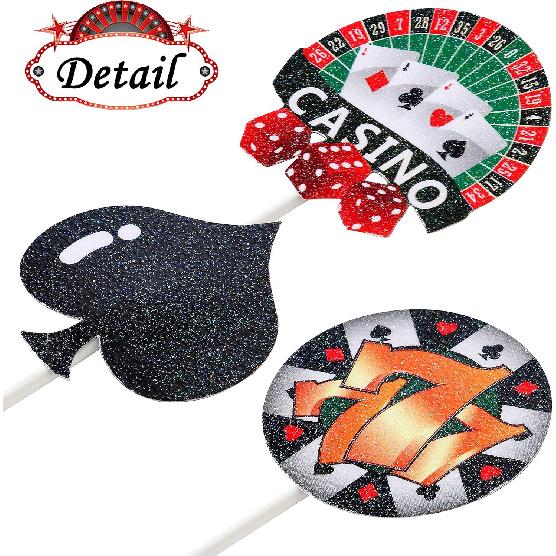 32pcs Casino Cupcake Toppers Casino Poker Theme Party Decorations for Las Vegas Casino Night Poker Events Birthday Supplies