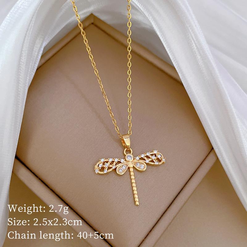Butterfly Heavy Industry Necklace Women'S Copper Micro-Inlaid Real Gold Electroplating Delicate Clavicle Chain Neck Chain