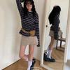 The Pink Loose FiT Daily STriped Long Sleeve T shirT