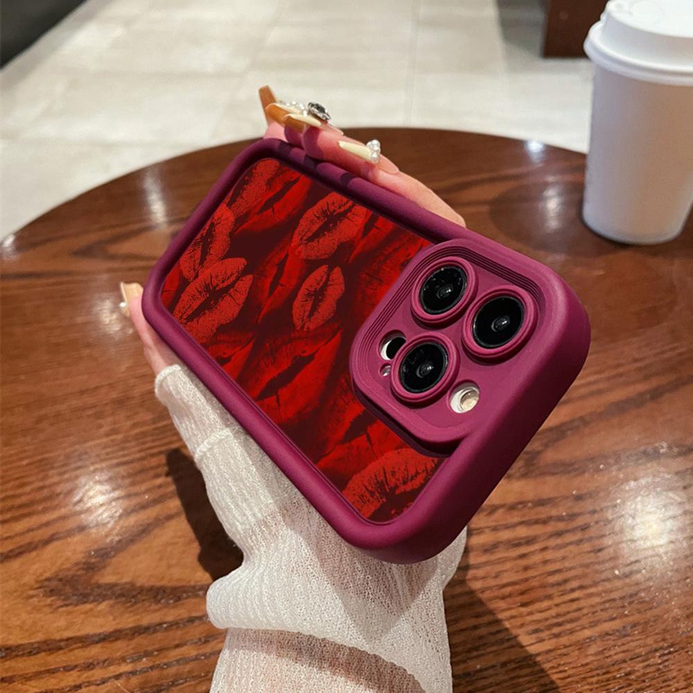 LZ23 Lips Kiss Heart Design Art Silicone Phone Case for Samsung A15 A35 S24 S23 Ultra S22 S21 S20 FE A05 A06 A54 A55 A53 A14 M15 Shockproof Back Cover