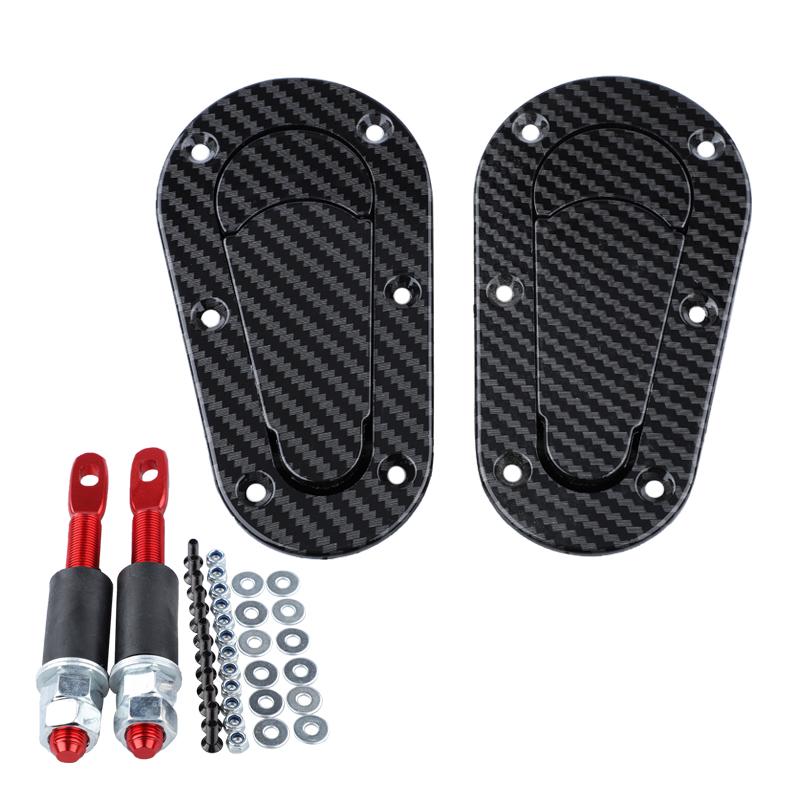 2Pcs Universal Racing Car Hood Pin Engine Bonnet Latch Lock Mount Kit With/without Lock Key Car Accessorie Black / Carbon