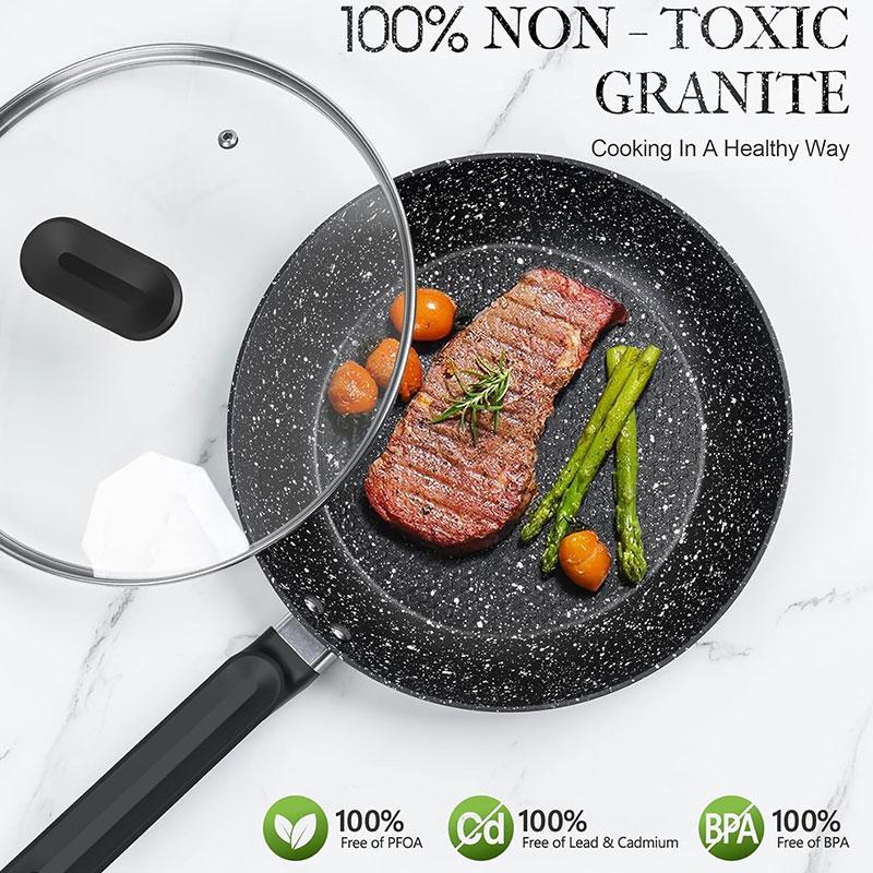 12-inch Nonstick Frying Pan Cooking Skillet with Lid No Toxic Egg Omelette Frying Pan Wok Pan with Heat-Resistant Handle