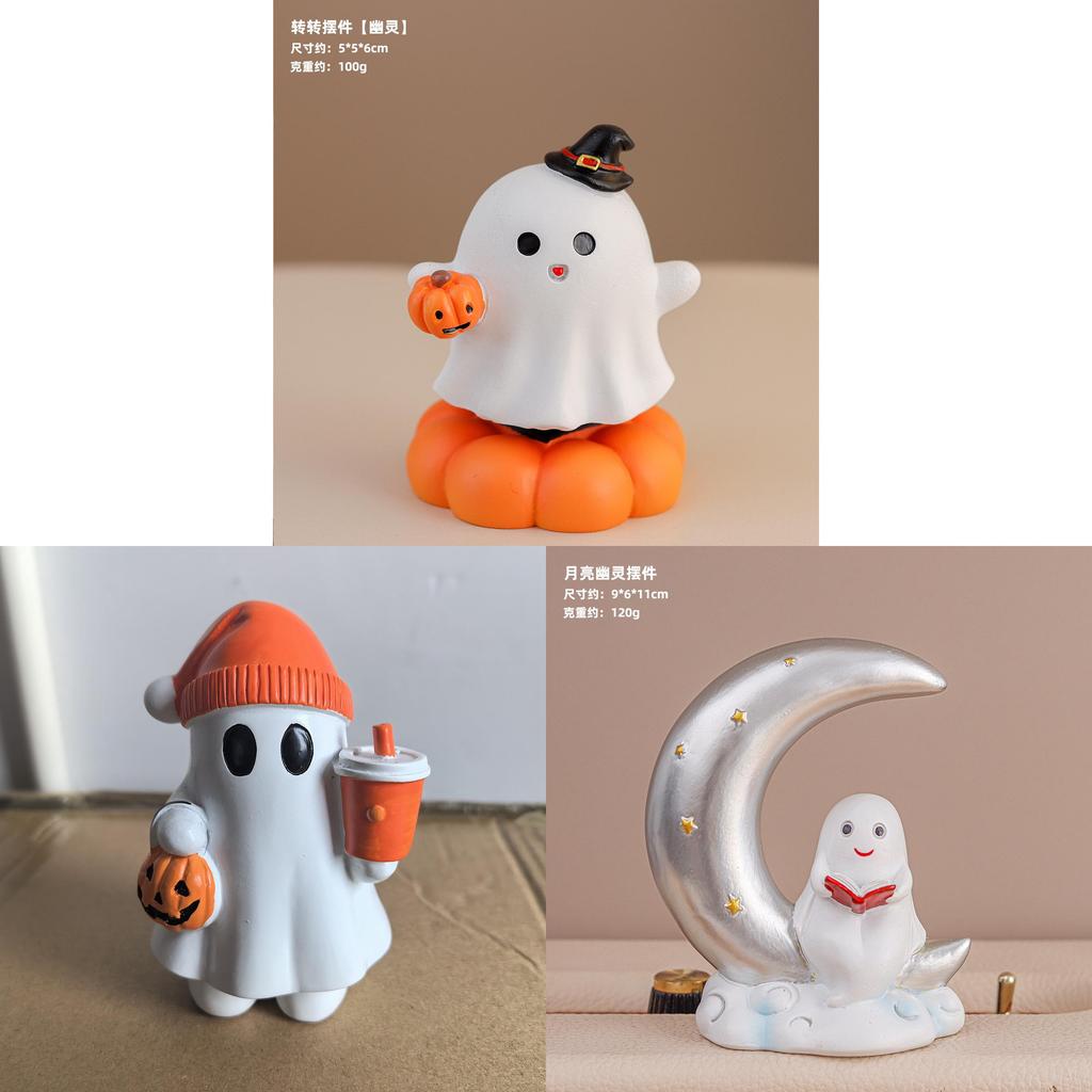 Halloween Ghost Resin Figurine With Painted Finish For Home Decor And Party Gifts
