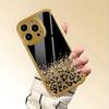 Leopard print black gold sparkling glass phone case suitable for iPhone17 16 15 14 13 12 11Pro/Max/Plus anti drop and shockproof
