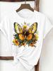 (Asian Size) trend flower cute Woman Women Fashion Tee Top Print Female Clothing Short Sleeve T Shirt Graphic T-shirts