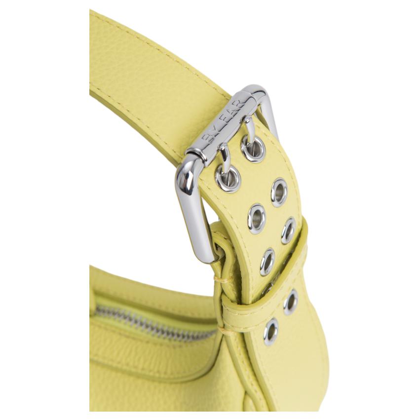 By Far Mini Soho Solid Color Zipper Closure Pebbled Leather Shoulder Tote Bag Small Women handbags Yellow-Apple 23SSMNSSAPLSGCSMA