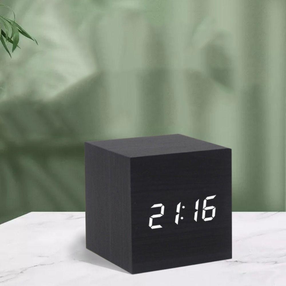 Retro Glow Clock Wood Desk Clock Decoration Supplies Digital LED Alarm Clock Home