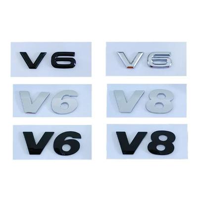 3D ABS Chrome Black V6 V8 Letters Car Rear Trunk Fender Emblem Badge Sticker Decals For VW Polo Golf Passat Touareg Accessories LL6