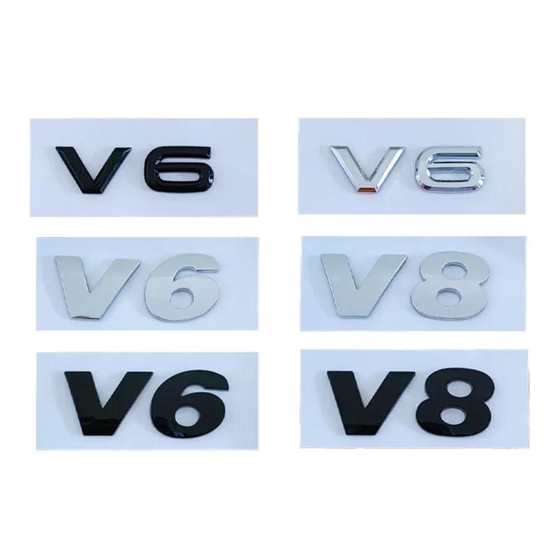 3D ABS Chrome Black V6 V8 Letters Car Rear Trunk Fender Emblem Badge Sticker Decals For VW Polo Golf Passat Touareg AccessoriesKD0