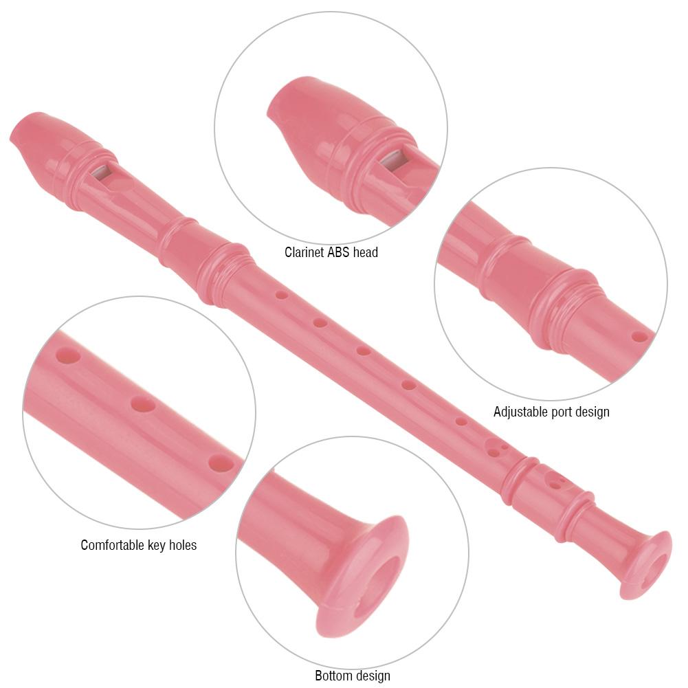 8 Hole Clarinet Flute with Cleaning Rod and Instruction for Children Kids Beginner (Pink)