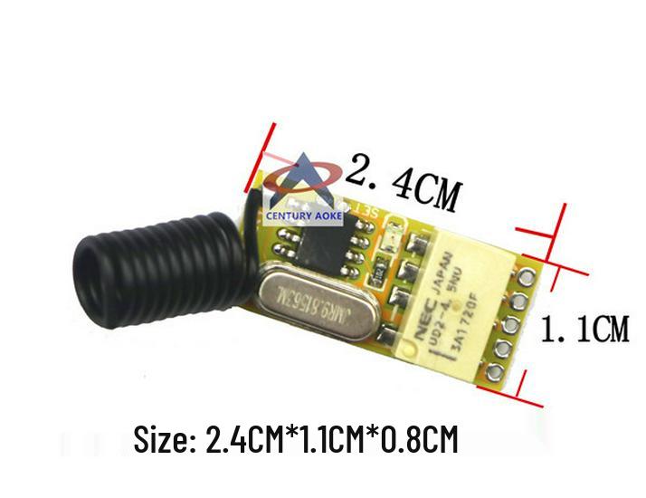 Compact Single-Channel Remote Control Switch with Manual Button for 3.7V-12V LED Relay