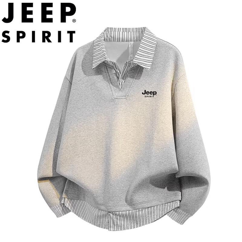 JEEP SPIRIT Men s Faux Layered Polo Sweatshirt XL