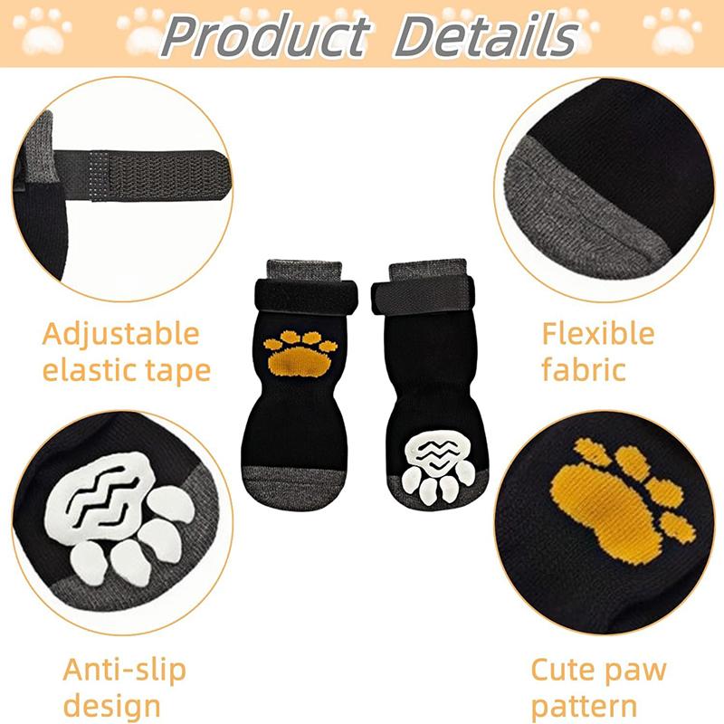 2 Pairs Anti Slip Dog Socks Dog Paw Protectors Paws Stop Licking Dogs Socks with Grips and Adjustable Straps Dog Socks Set