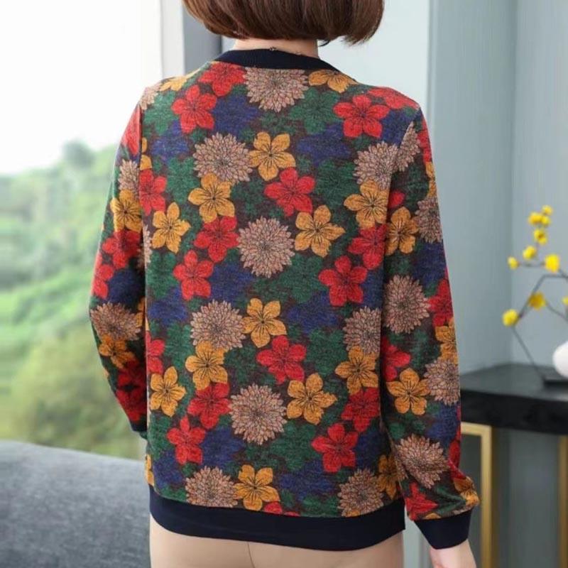Sweatshirt Women Winter Thickened Round Neck Inner Warm Printed Big Yard Bottom Shirt Tops