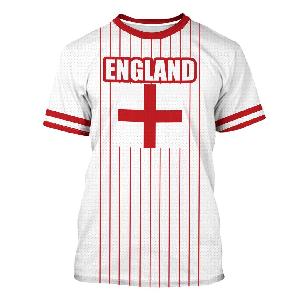 Unisex Retro Soccer Fan Jersey Lightweight Breathable Short Sleeve Football Shirt with National Emblem and Diagonal Stripe Design for Outdoor Sports