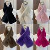 Women Winter Warm Thicken Cross Collar Scarf Solid Color Faux Rabbit Fur Cold Proof Scarves Fashion Soft Furry Neck Warmer