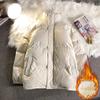 Warm Fleece Winter Lined Puffer Jackets Men Thick Parkas Casual Man Padded Down Outwear Zipper Long Sleeve Outdoor Couple Coat