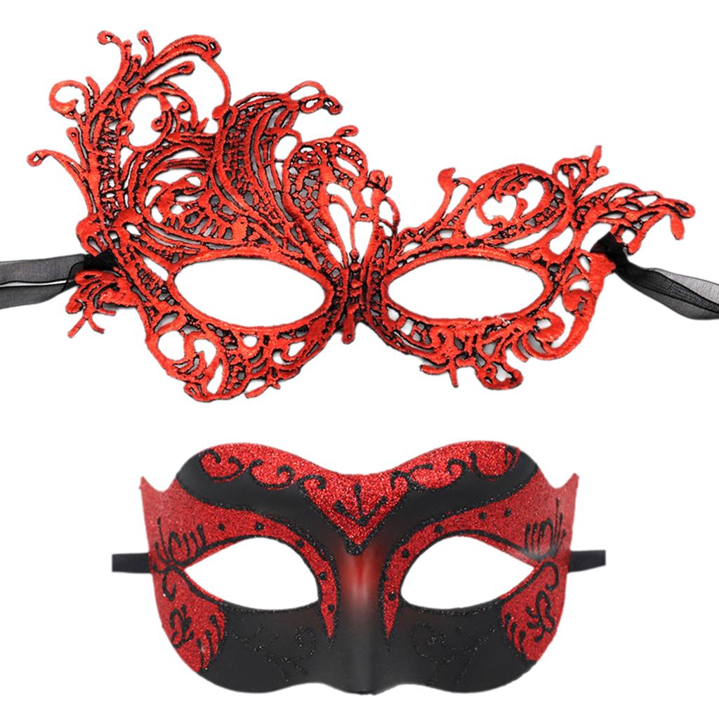Set of 2 Elegant Party Masks Accessory Luxurious His And Hers Half Face Jazz Masks For Costume Balls And Themed Events