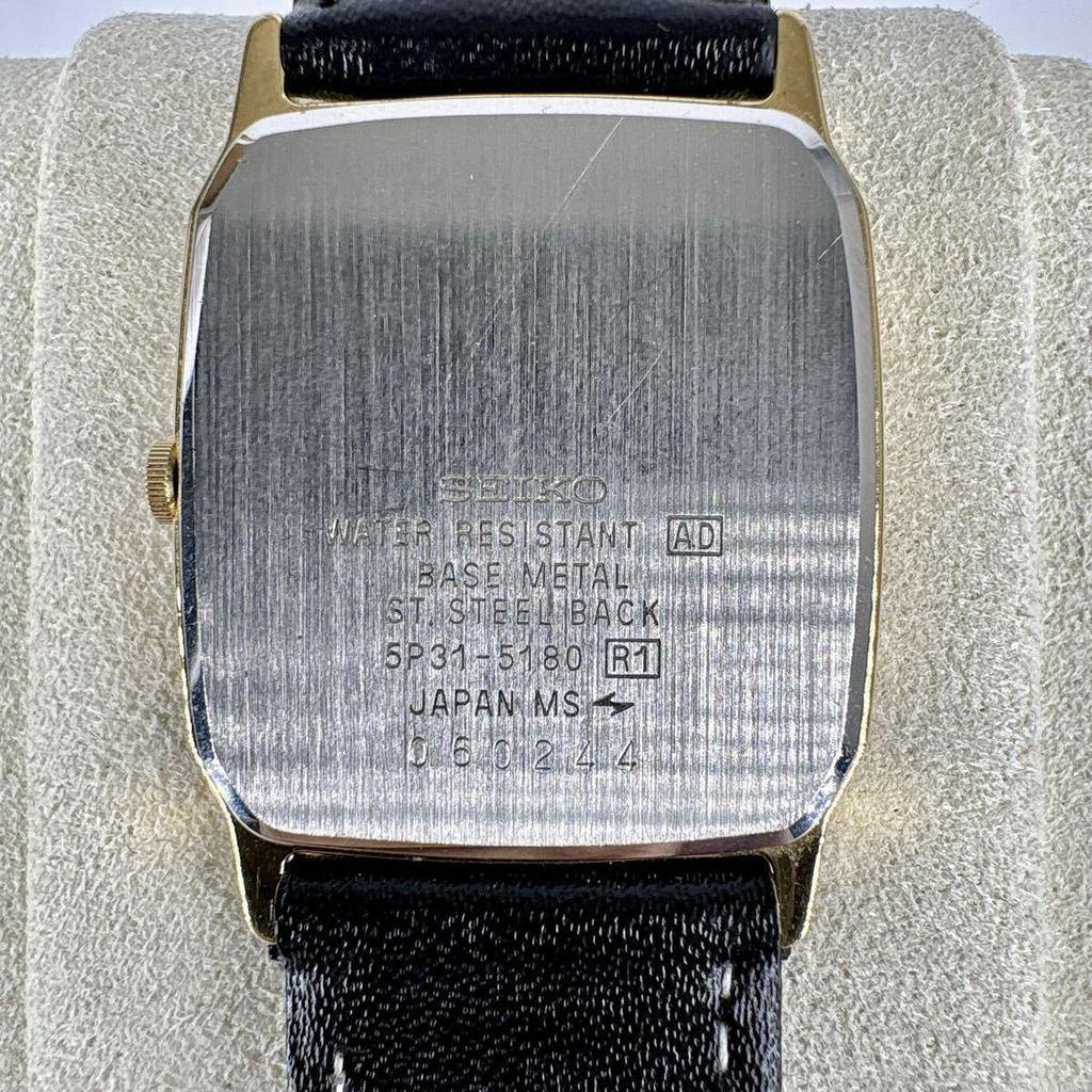 Used [New Battery Replacement/working Item] Seiko Men's Watch Square Gold Japanese Paper Style Dial Vintage SEIKO