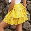 Nyári Női Szoknya Sárga Virágos Elegáns Temperamentumos Pántos Szoknya Rövid Szoknya