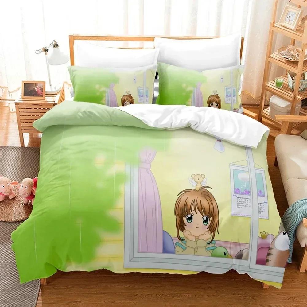 3D Print Anime Card Captor Sakura Comfortable Duvet Quilt Cover Pillowcase Bedding Set Children Bedroom Decoration Home Textile