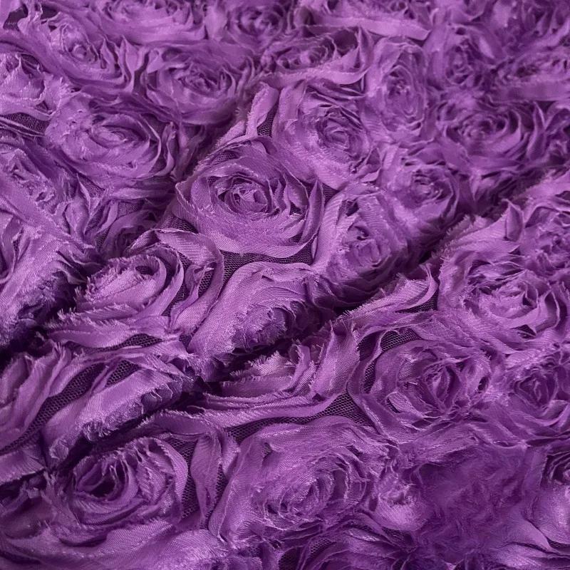 100x130cm High Quality 3D Rose Flowers Fabric Lace Craft Dress Wedding Party Carpet Background Decoration Patchwork Sewing Telas