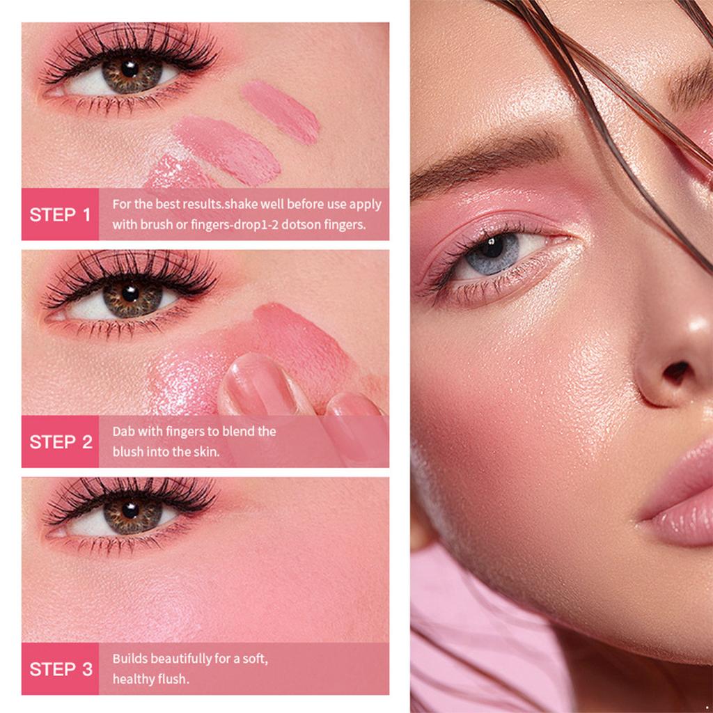 Matte Finish Liquid Blush Makeup, Cream-Based & Lightweight - Buildable Cheek Color, Blendable and Long-Wearing for Daily Wear