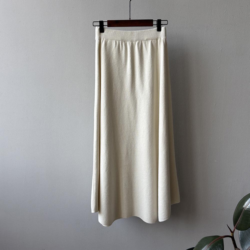 

Women s French A-line Knitted Skirt - Elastic Waist, Slimming Drape, Autumn/Winter 2025 Collection XL