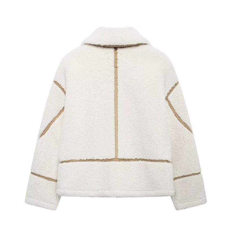 Womens Fleece Lined Zip-Up Jacket Double-Sided Warm Outerwear Casual Office Wear