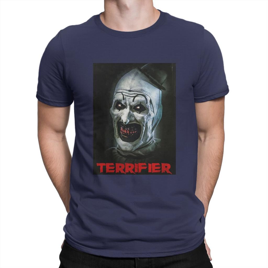 Novelty Terrifier Medium Horror T-Shirt for Men Round Collar Pure Cotton T Shirt Scary Horror Short Sleeve Tees Unique Clothes
