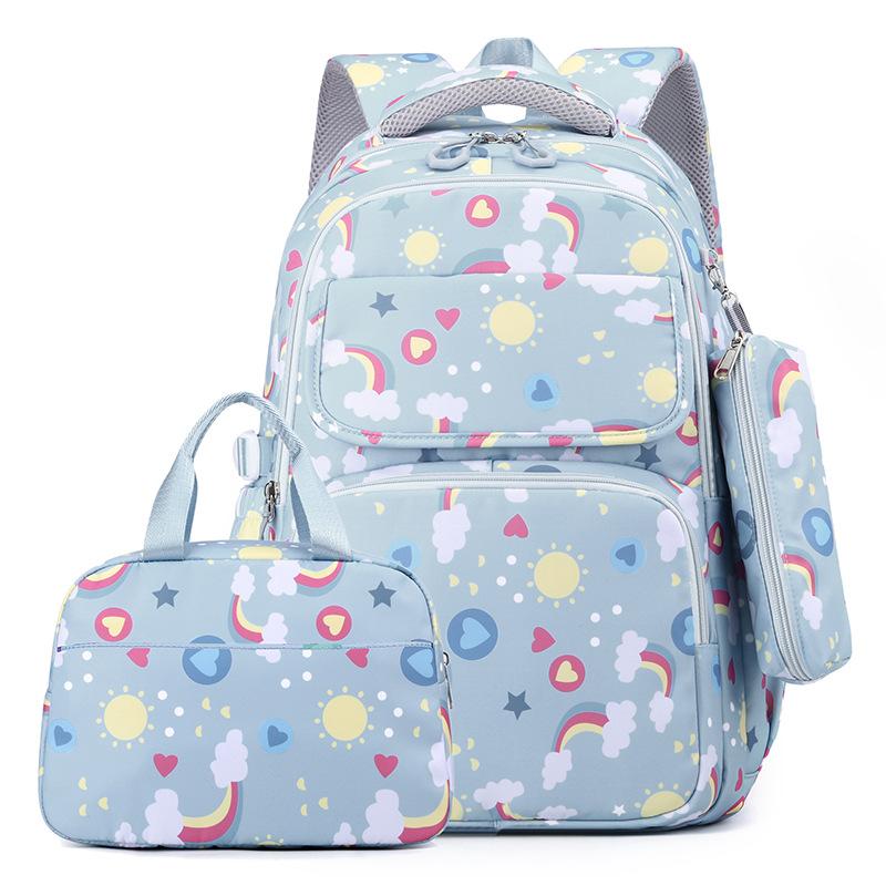 Regenbogen-Serie 3 Stück/Set Kinder Schulrucksack für Mädchen Brottasche Federtasche Grundschule Mittelstufe Oberschule Taschen Schüler Rucksack