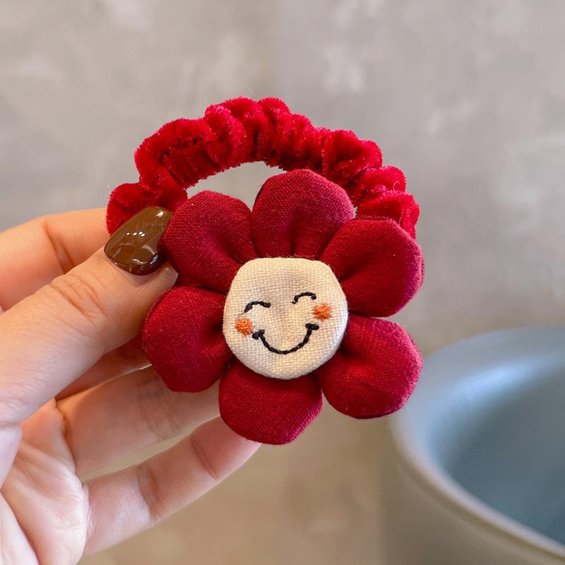 

Temperament Versatile Red Bow Flowers Hair Tie Exquisite Ponytail Hair Rope For Women Girls Sweet Hair Accessories Gifts