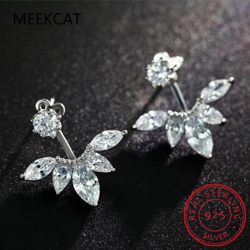 Full Moissanite Smile Stud Earrings for Women Sparkling Simulated Diamond S925 Silver Ear Jewelry Christmas Gift