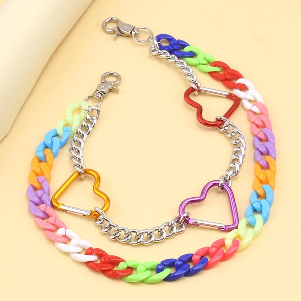 Double Layer Star Belt Chain Acrylic Cross Pants Chain Punk Heart Waist Chain  Jeans Decor