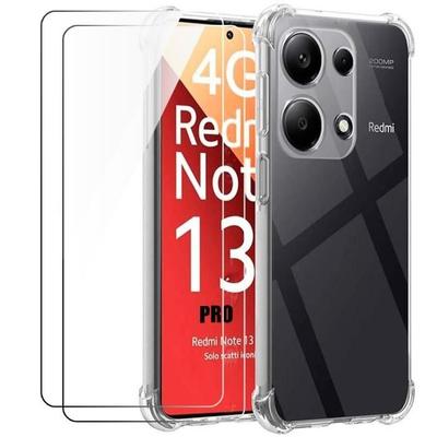 Case for Xiaomi Redmi Note 13 Pro 4G (not for 5G) - Shockproof Transparent Silicone Case + 2 Tempered Glasses