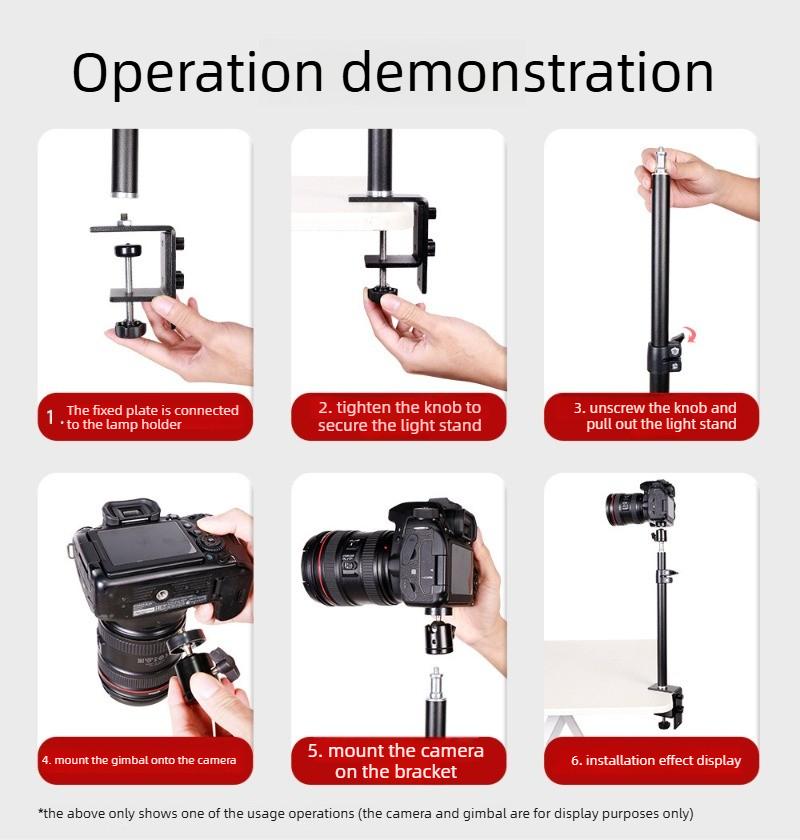 Adjustable Stable Desk Mount Stand for Phone Tablet DSLR Camera Photographic Light Stand for Video Live Multifunctional Support
