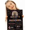 Whaline First and Last Day of School Chalkboard Double-Sided Boho Rainbow Back To School Board Sign Reble Erasable Cute Rainbow Photo Prop for