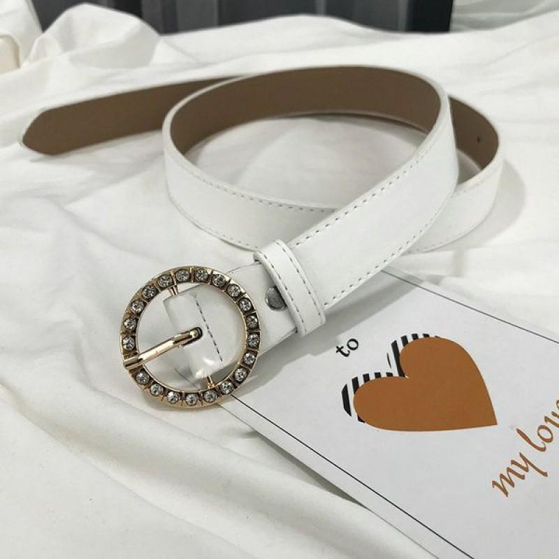 Elegant Rhinestone Round Buckle Women's Waist Belt Perfect For Fashionable Student Style