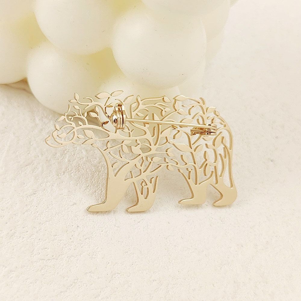 Punk Style Stainless Steel Brooch Plated Corsage Pin Trendy Polar Bear Brooch  Clothes Accessories