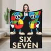 Italian Brainrot Funny Italian Kids Six Seven Meme Blanket Warm Plush Throw for Boys Bedroom Flannel Bedspread Soft Cozy