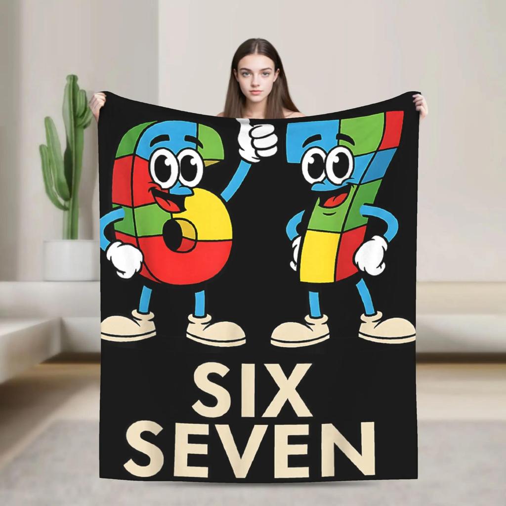 Italian Brainrot Funny Italian Kids Six Seven Meme Blanket Warm Plush Throw for Boys Bedroom Flannel Bedspread Soft Cozy